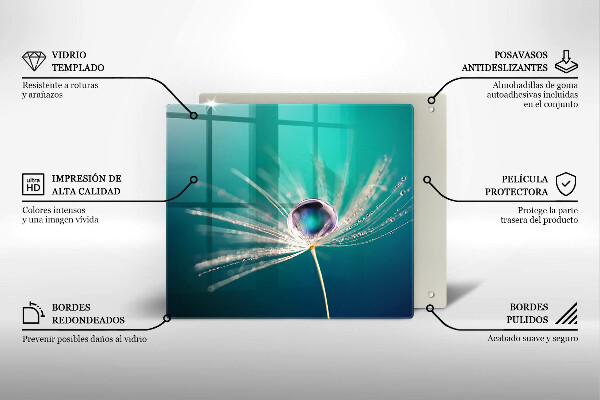 Tűzhelyvédő üveglap Harmat a pitypangon