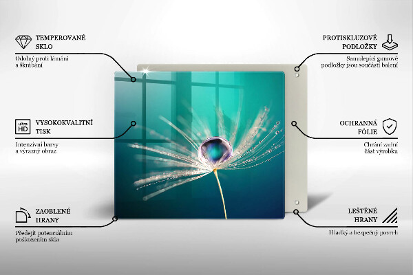 Tűzhelyvédő üveglap Harmat a pitypangon