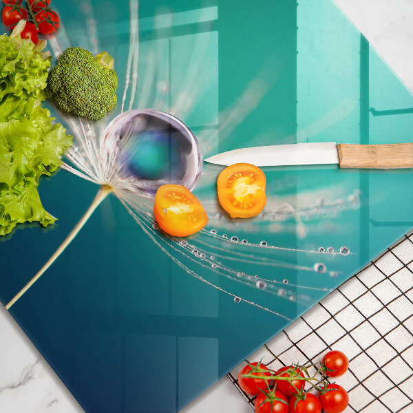 Tűzhelyvédő üveglap Harmat a pitypangon