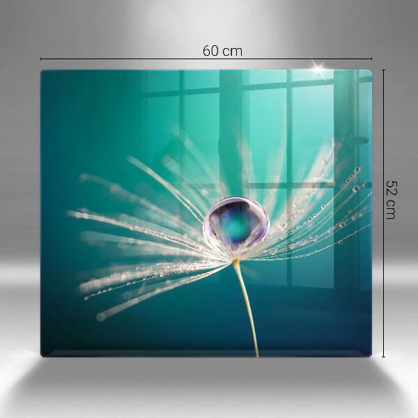 Tűzhelyvédő üveglap Harmat a pitypangon