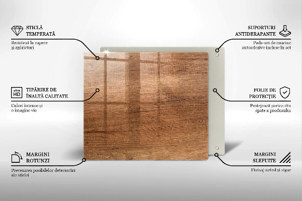 Tűzhelyvédő üveglap Fa textúra