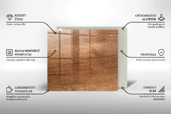 Tűzhelyvédő üveglap Fa textúra