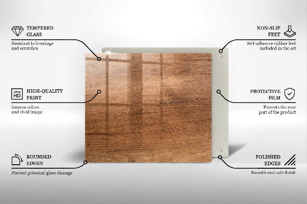 Tűzhelyvédő üveglap Fa textúra