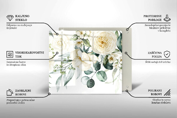 Tűzhelyvédő üveglap Akvarell virágok