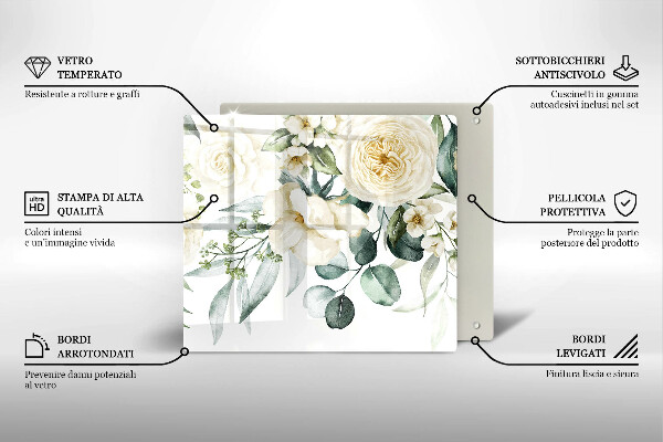 Tűzhelyvédő üveglap Akvarell virágok