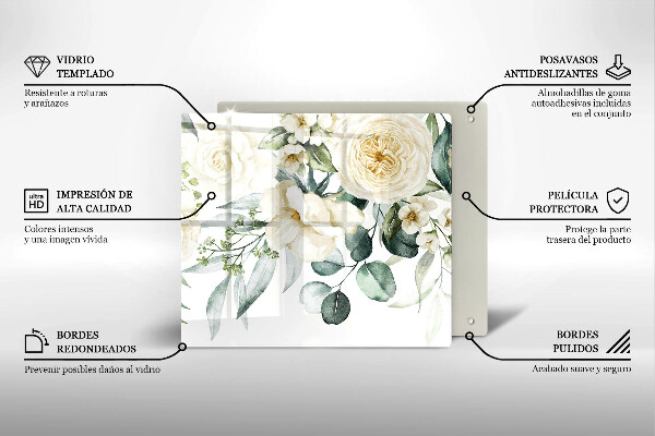 Tűzhelyvédő üveglap Akvarell virágok