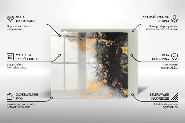 Tűzhelyvédő üveglap Absztrakció arannyal