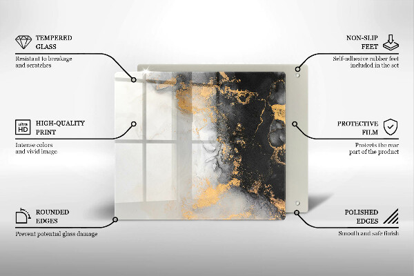Tűzhelyvédő üveglap Absztrakció arannyal