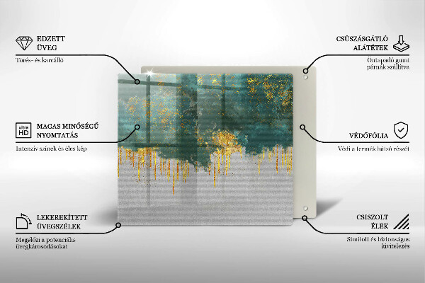 Tűzhelyvédő üveglap Absztrakció arannyal