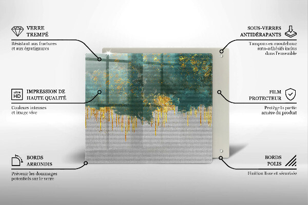 Tűzhelyvédő üveglap Absztrakció arannyal