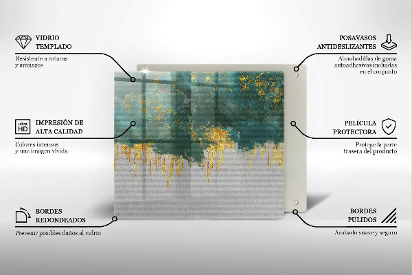 Tűzhelyvédő üveglap Absztrakció arannyal