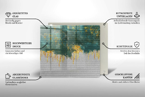 Tűzhelyvédő üveglap Absztrakció arannyal