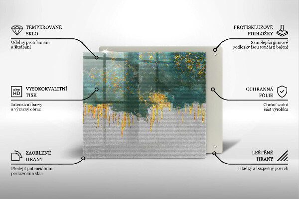 Tűzhelyvédő üveglap Absztrakció arannyal