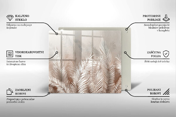 Tűzhelyvédő üveglap Boho növényzet levelei