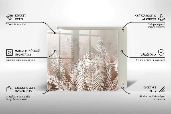 Tűzhelyvédő üveglap Boho növényzet levelei