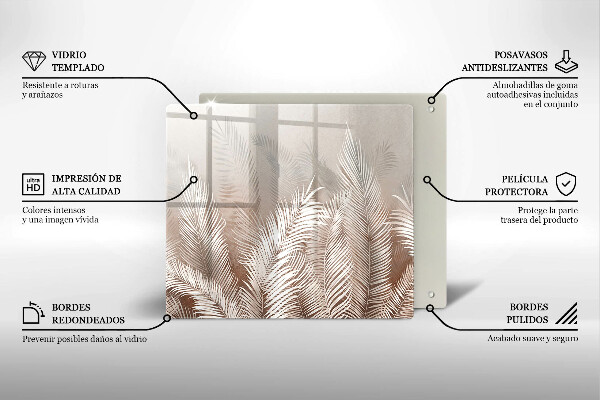 Tűzhelyvédő üveglap Boho növényzet levelei