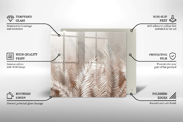 Tűzhelyvédő üveglap Boho növényzet levelei