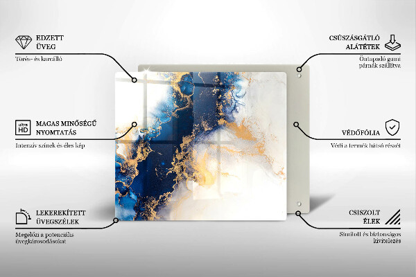 Tűzhelyvédő üveglap Absztrakció kékkel