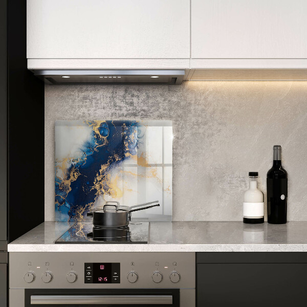 Tűzhelyvédő üveglap Absztrakció kékkel