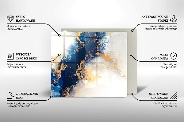 Tűzhelyvédő üveglap Absztrakció kékkel