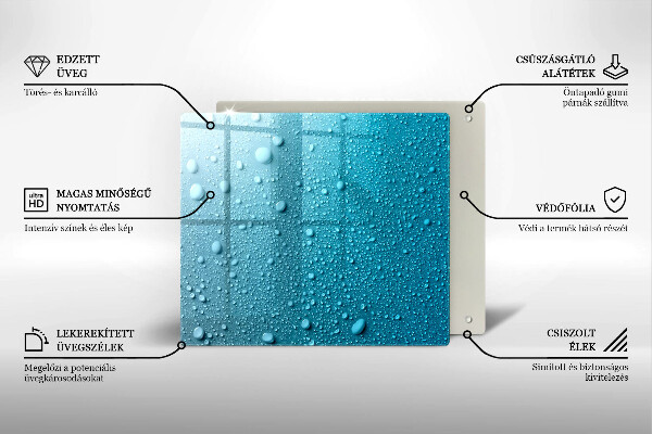 Tűzhelyvédő üveglap Vízcseppek