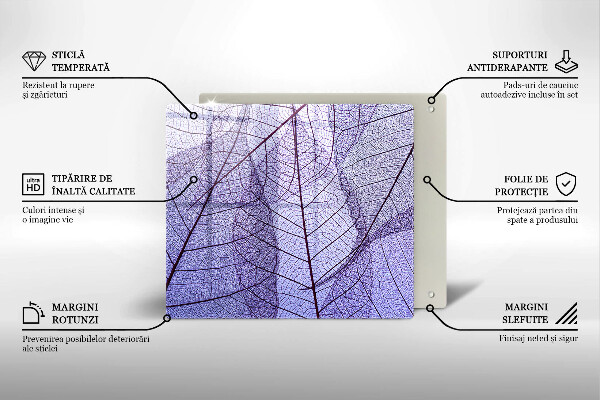 Tűzhelyvédő üveglap Levelek erekkel