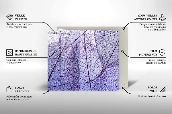 Tűzhelyvédő üveglap Levelek erekkel