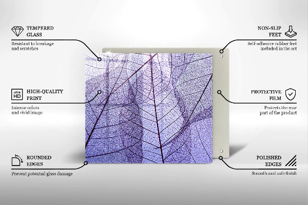 Tűzhelyvédő üveglap Levelek erekkel