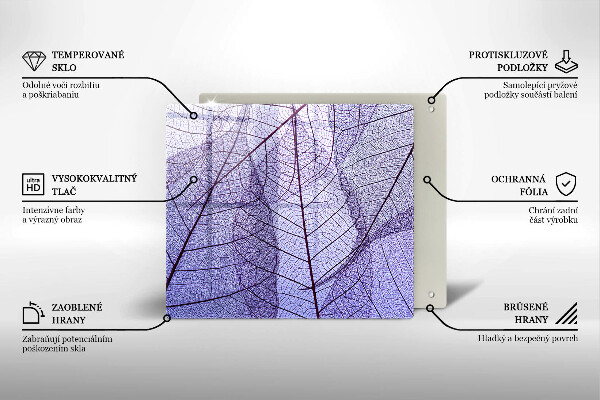 Tűzhelyvédő üveglap Levelek erekkel