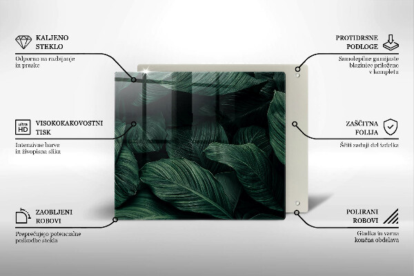 Tűzhelyvédő üveglap Sötét levelek