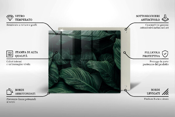 Tűzhelyvédő üveglap Sötét levelek