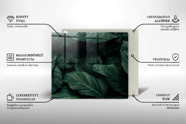 Tűzhelyvédő üveglap Sötét levelek