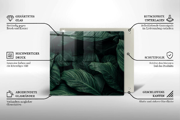 Tűzhelyvédő üveglap Sötét levelek