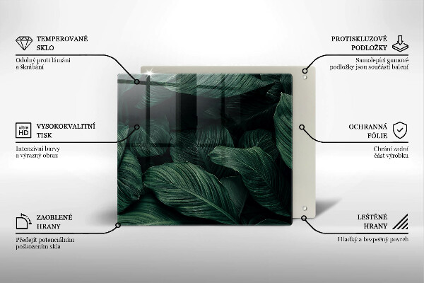 Tűzhelyvédő üveglap Sötét levelek