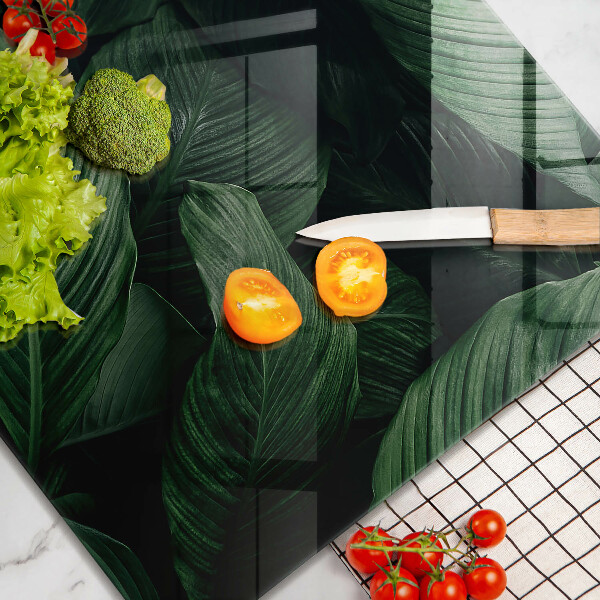 Tűzhelyvédő üveglap Sötét levelek