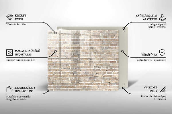 Tűzhelyvédő üveglap Világos téglafal