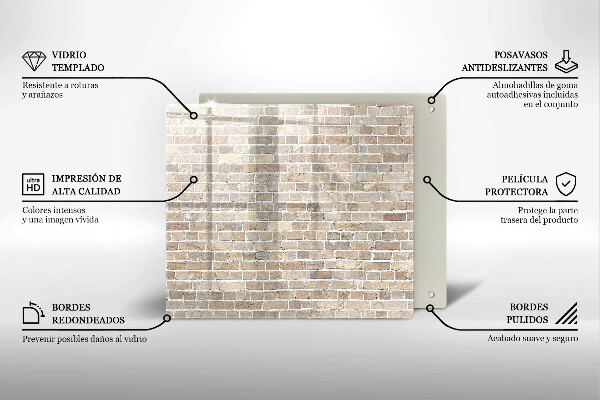 Tűzhelyvédő üveglap Világos téglafal