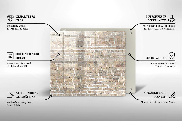 Tűzhelyvédő üveglap Világos téglafal