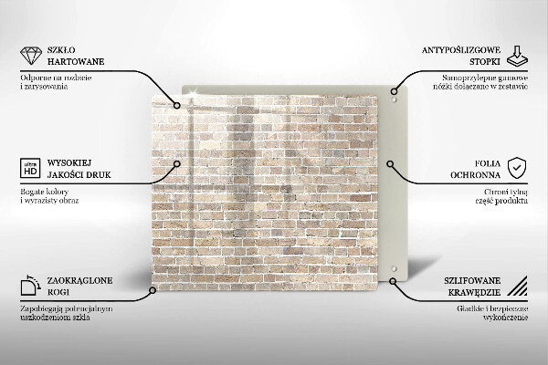 Tűzhelyvédő üveglap Világos téglafal