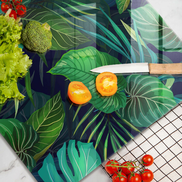 Tűzhelyvédő üveglap Dzsungel levelek illusztráció