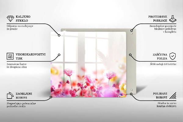 Tűzhelyvédő üveglap Virágos rét