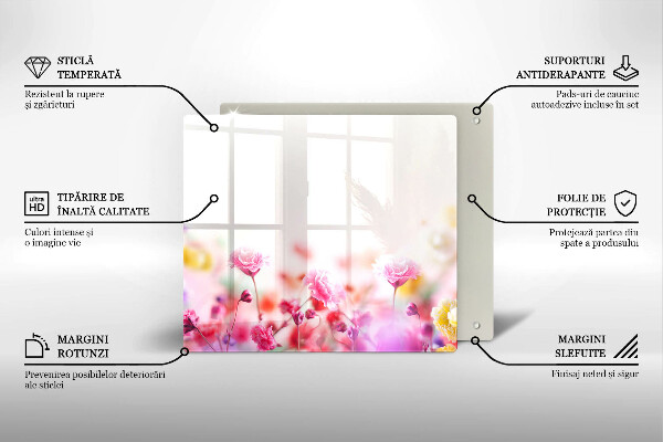 Tűzhelyvédő üveglap Virágos rét