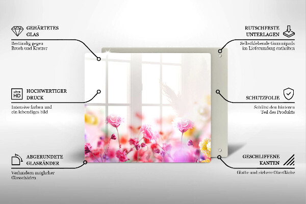 Tűzhelyvédő üveglap Virágos rét