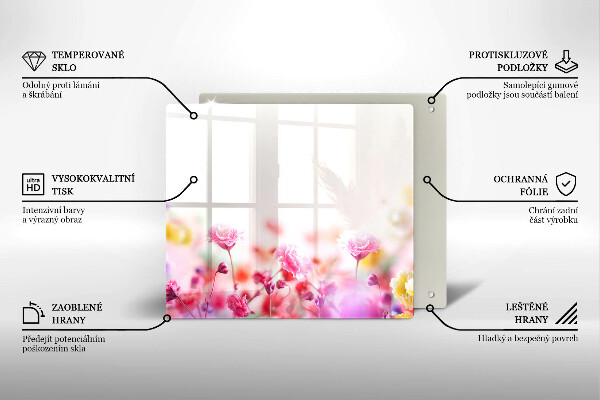 Tűzhelyvédő üveglap Virágos rét