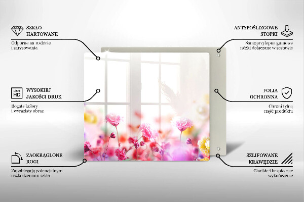 Tűzhelyvédő üveglap Virágos rét