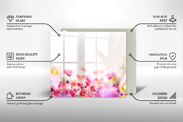 Tűzhelyvédő üveglap Virágos rét