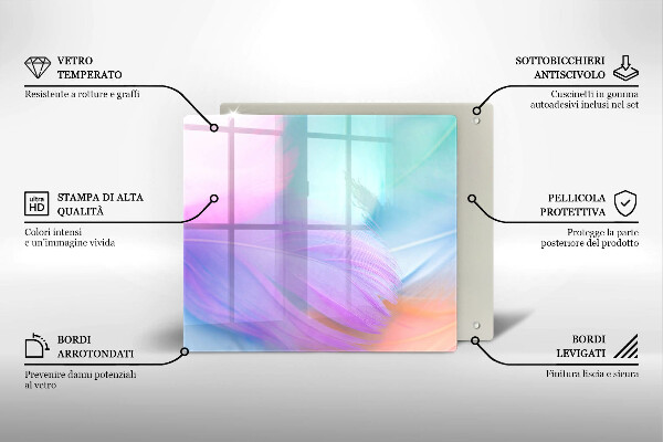 Tűzhelyvédő üveglap Pasztell tollak