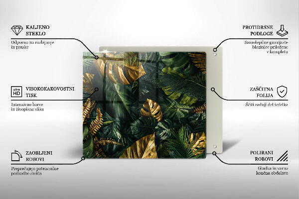 Tűzhelyvédő üveglap Arany monstera levelek