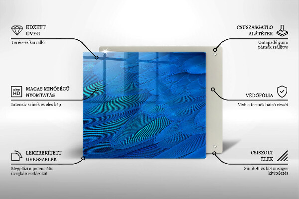 Tűzhelyvédő üveglap Madártollak
