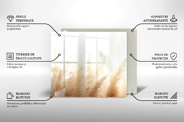 Tűzhelyvédő üveglap Pampa fű